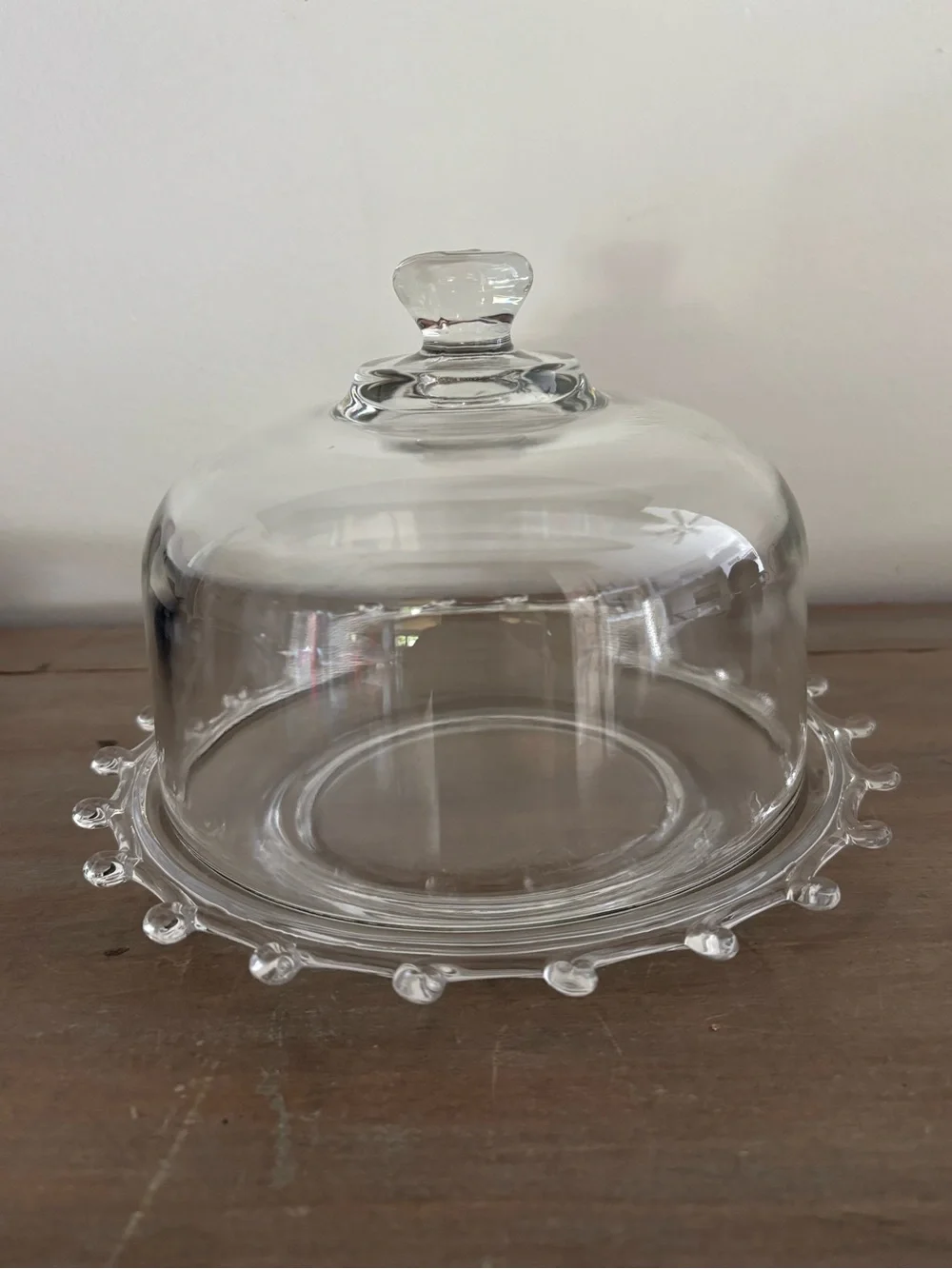 Vintage Handblown Glass Plate w/ Glass Dome 8.25 in